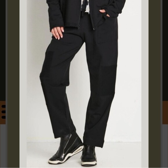 Planet by Lauren G Black French Terry Cotron Patched Luxury Sweatpants Pants 2 L - Picture 10 of 10